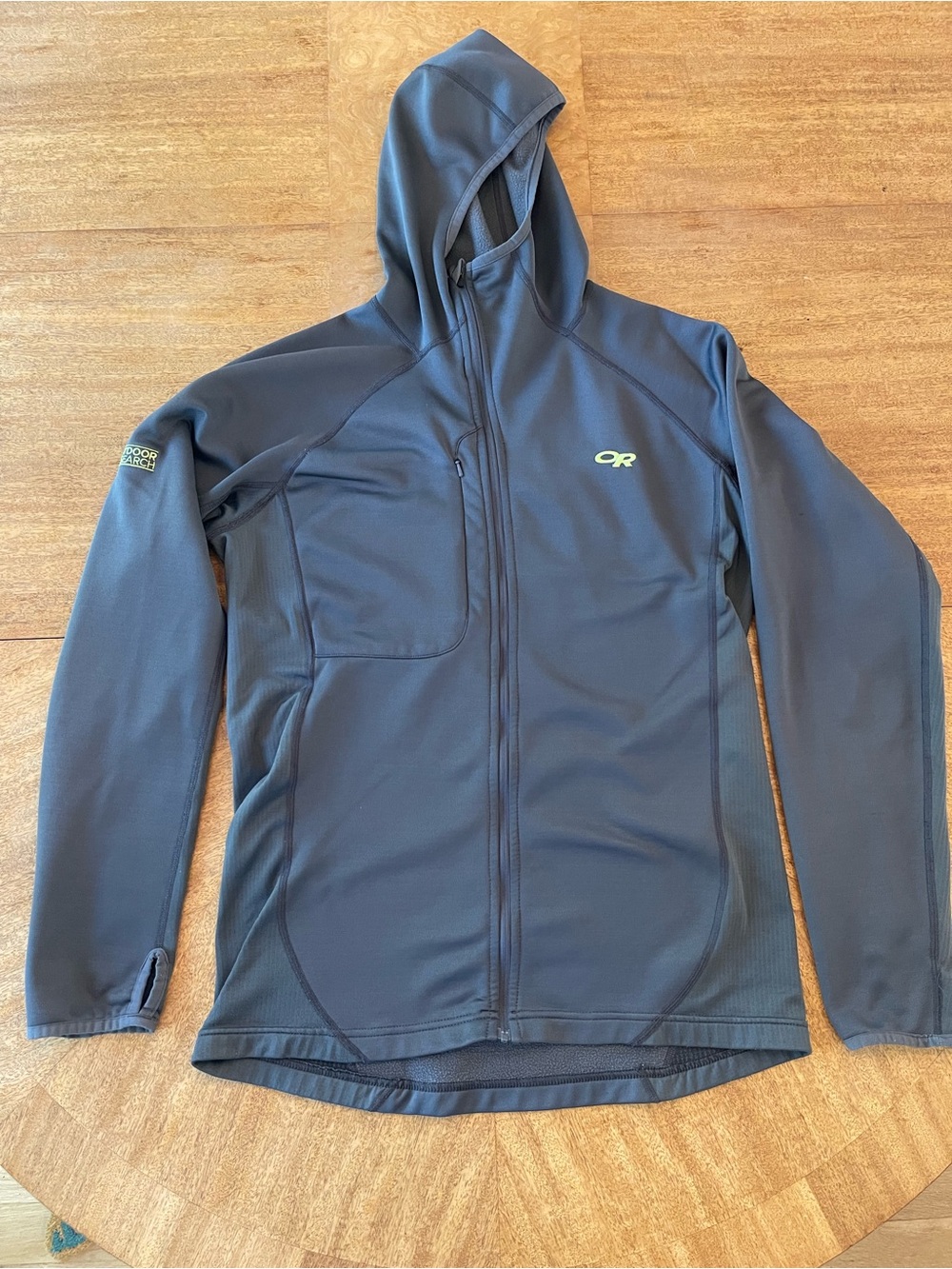 Outdoor Research Men’s Radiant Hybrid Hooded Softshell Jacket in Dark Gray